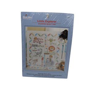 Bucilla Little Explorer Stamped Quilt Top Cross-Stitch Kit 36"x 45" Animals Desi